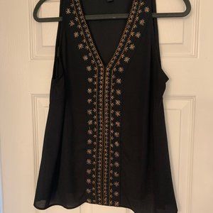 Greylin Black Tank with Turquoise and Gold Beading